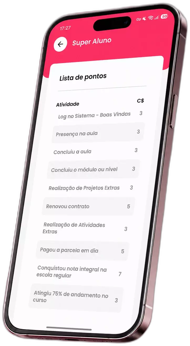 App dos Pais, tela do programa Super Aluno